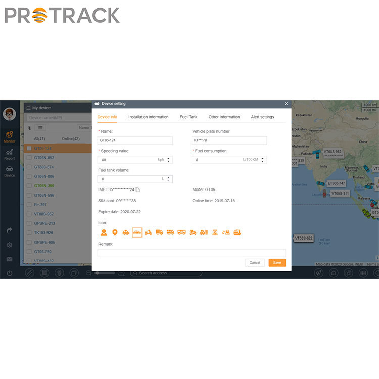 Features of a typical vehicle tracking system