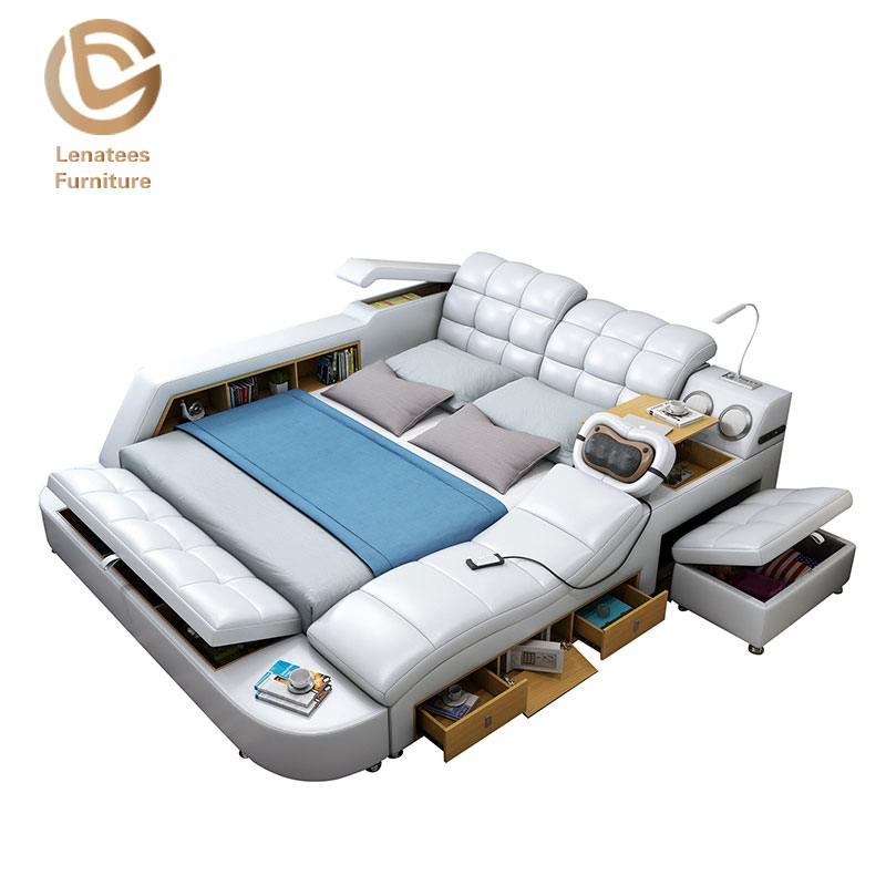 Here are some key features and aspects of a multifunctional bed with massage